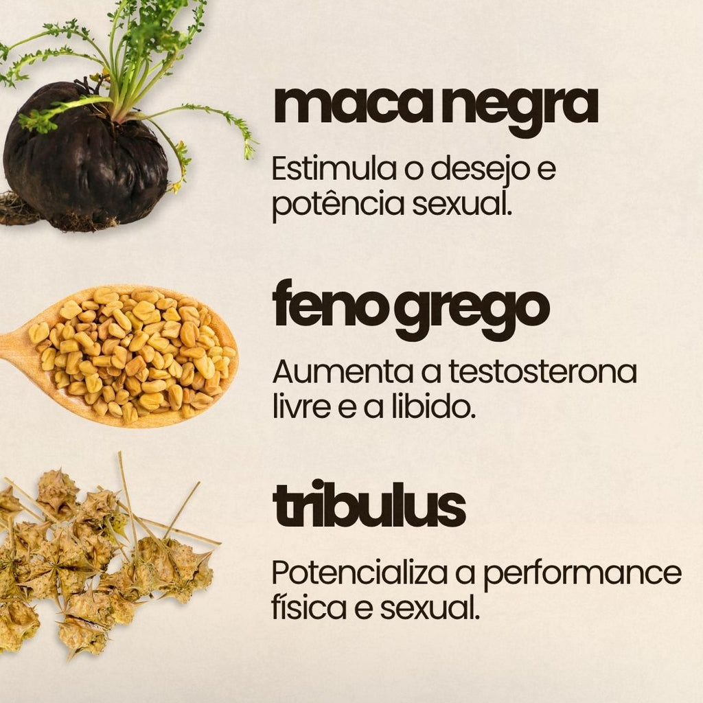 Combo Feno Grego + Maca Negra + Tribulus Terrestris
